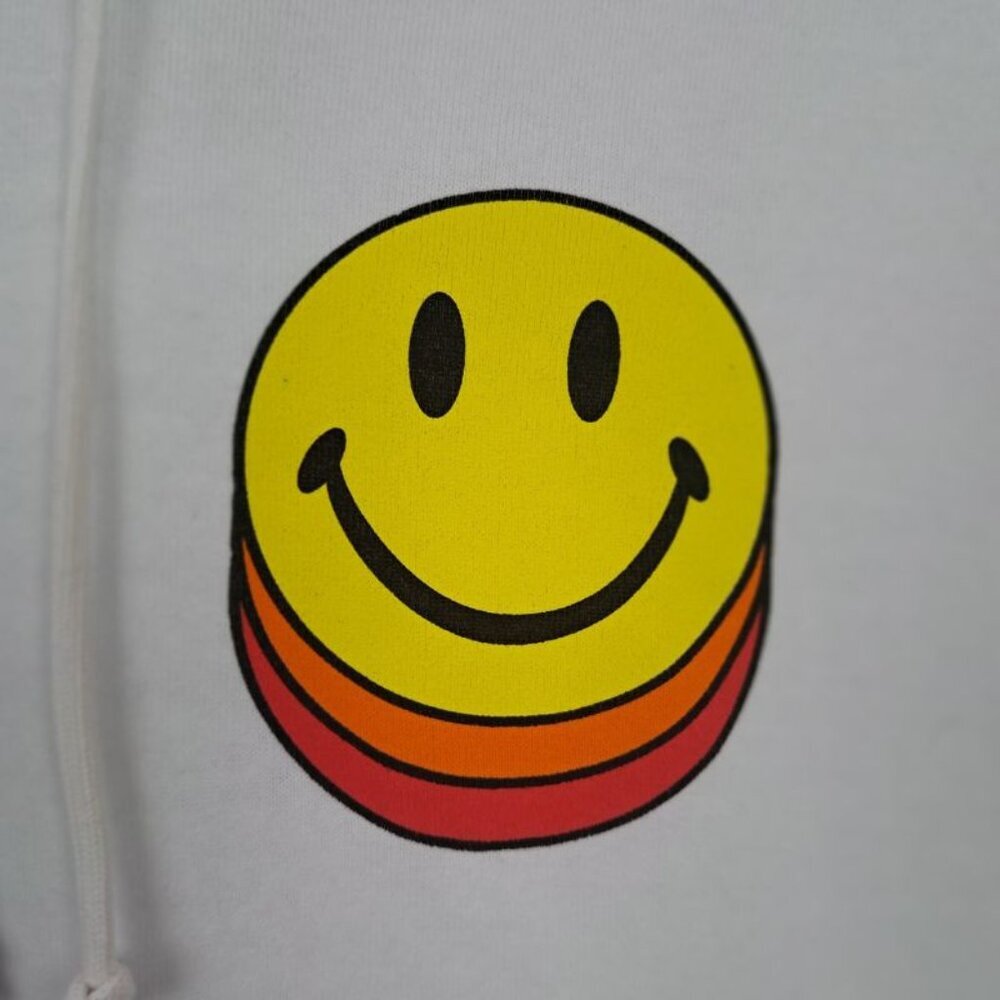 NEW Aviator Nation Smiley Sunset Relaxed Cropped Pullover Hoodie - White Size XS - Picture 2 of 9